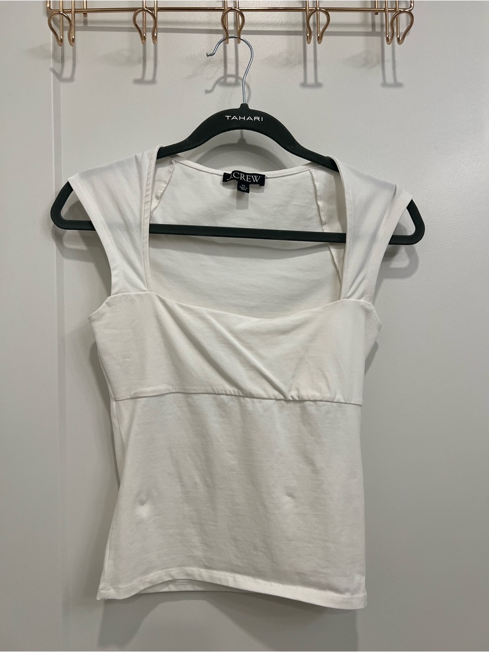 J. Crew White Square-Neck Cotton Tank